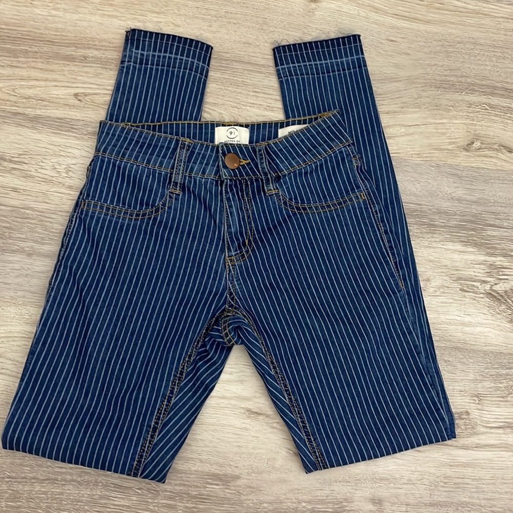 91 Cotton On Blue & White Striped Mid Rise Jeggings Size 2